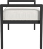 URKV Upholstered Entryway Metal Bench Trim | Black Metal Frame Ottoman Bench for Bedroom Entry Window Mudroom Living Room (White) - Image 2