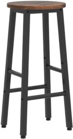 URKV Wooden Bar Stool Set for Kitchen Island, Bar, Dining & Café – Heavy Duty Metal Frame | High Stools for Breakfast Counter (Set of 2) - Image 7