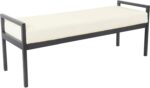 URKV Modern Upholstered Bench with Metal Frame | Upholstered Entryway Bench with Black Metal Frame for Living Room, Bedroom, Hallway, Dining & Office (Cream)