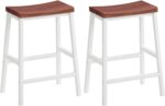 URKV Set of 2 Wooden Bar Stools – Industrial Counter Height Chairs with Metal Frame for Kitchen Island, Dining, Home Bar, Pub & Café - Image 2