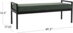 URKV Upholstered Bench Black Metal Frame, Ideal for Entryway, Living Room Seating | Fabric Cushioned Entryway Bench for Living Room, Bedroom, Hallway, Dining & Office (Green) - Image 7