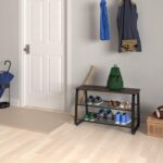 URKV 3-Tier Shoe Rack with Seat Bench | Wooden Top Entryway Shoe Organizer with Metal Frame | Shoe Storage Rack for Hallway, Living Room & Bedroom - Image 7