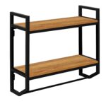 URKV Wall Mounted Kitchen Shelf Rack with Towel Holder | Wooden & Metal Storage Organizer for Kitchen, Bathroom & Home (Natural Finish) - Image 5
