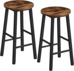 URKV Wooden Bar Stool Set for Kitchen Island, Bar, Dining & Café – Heavy Duty Metal Frame | High Stools for Breakfast Counter (Set of 2) - Image 10