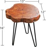URKV Wooden Side End Table for Living Room | Tree Slice Accent End Table with Modern Black Hairpin Legs for Living Room, Bedroom, or Patio - Image 4