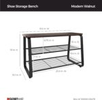 URKV 3-Tier Shoe Rack with Seat Bench | Wooden Top Entryway Shoe Organizer with Metal Frame | Shoe Storage Rack for Hallway, Living Room & Bedroom - Image 5