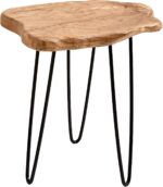 URKV Wooden End Table | Side Table | Corner Stool Plant Stand for Bedroom, Living Room Indoor and Outdoor Tables (Black Metal Legs) Real Wood Slice Live Edge - Image 3