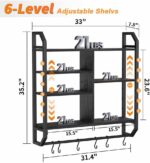 URKV Wall Mounted Bathroom Shelf with Towel Bar & Hooks | Floating Storage Organizer for Toiletries, Towels & Bathroom Essentials - Image 5