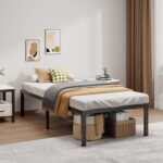 URKV Metal Twin Platform Bed for Bedroom | Sturdy Metal Single Bed Frame for Guest Room | Black - Image 7