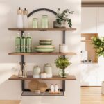 URKV Wooden Wall Mounted Kitchen Shelf with Solid Wood Floating Storage Rack for Spices Jars Bowls Plates and Kitchen Accessories Organizer - Image 4