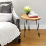 URKV Wooden End Table | Side Table | Corner Stool Plant Stand for Bedroom, Living Room Indoor and Outdoor Tables (Black Metal Legs) Real Wood Slice Live Edge - Image 8