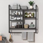 URKV Wall Mounted Bathroom Shelf with Towel Bar & Hooks | Floating Storage Organizer for Toiletries, Towels & Bathroom Essentials - Image 6