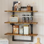 URKV Wall Mounted Wooden Shelf for Kitchen Storage Organizer Pantry Jars Coffee Tea and Home Décor Display | Kitchen Wall Shelf Wooden Floating Storage Rack for Spices Jars - Image 4
