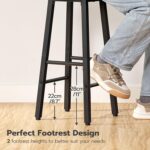URKV Wooden Bar Stool Set for Kitchen Island, Bar, Dining & Café – Heavy Duty Metal Frame | High Stools for Breakfast Counter (Set of 2) - Image 5