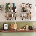 URKV Wooden Wall Mounted Kitchen Shelf with Solid Wood Floating Storage Rack for Spices Jars Bowls Plates and Kitchen Accessories Organizer - Image 5