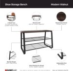 URKV 3-Tier Shoe Rack with Seat Bench | Wooden Top Entryway Shoe Organizer with Metal Frame | Shoe Storage Rack for Hallway, Living Room & Bedroom - Image 6