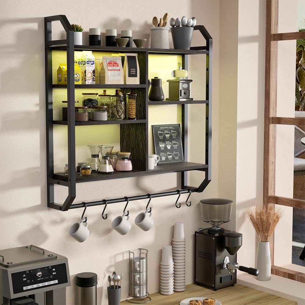 71LSyK8HlvL._SL1000_ URKV Wall Mounted Bathroom Shelf with Towel Bar & Hooks | Floating Storage Organizer for Toiletries, Towels & Bathroom Essentials - Image 1