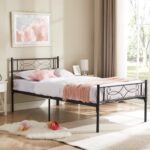 URKV Metal Bed Single Size Without Storage | Wrought Iron Single Cot Bed for Bedroom with Headboard and Footboard | Matte Finish Black