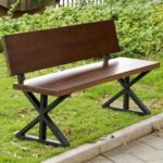 URKV Wooden Outdoor Bench with Backrest | Frame Garden Bench | Solid Wood Patio, Balcony & Park Seating Furniture - Image 2