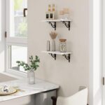 URKV Wooden Wall Shelf Floating Storage Rack with Metal Brackets for Books Plants Frames Toys | Wall Mounted Floating Shelf Set with Metal Brackets for Bedroom Living Room Office Bathroom - Image 4