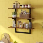 URKV Wall Mounted Wooden Shelf for Kitchen Storage Organizer Pantry Jars Coffee Tea and Home Décor Display | Kitchen Wall Shelf Wooden Floating Storage Rack for Spices Jars - Image 3