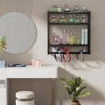 URKV Wall Mounted Bathroom Shelf with Towel Bar Storage Rack for Toiletries Towels and Bathroom Essentials Organizer | Wall Shelf with Wooden Storage Rack - Image 4