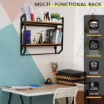 URKV Wall Mounted Kitchen Shelf Rack with Towel Holder | Wooden & Metal Storage Organizer for Kitchen, Bathroom & Home (Natural Finish) - Image 3