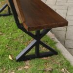 URKV Wooden Outdoor Bench with Backrest | Frame Garden Bench | Solid Wood Patio, Balcony & Park Seating Furniture - Image 4