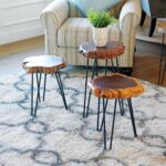 URKV Wooden Side End Table for Living Room | Tree Slice Accent End Table with Modern Black Hairpin Legs for Living Room, Bedroom, or Patio - Image 8
