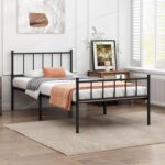URKV Metal Bed Single Size Without Storage | Wrought Iron Single Cot Bed for Bedroom with Headboard and Footboard | Matte Finish Black - Image 3