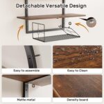 URKV Wooden Wall Mounted Kitchen Shelf with Solid Wood Floating Storage Rack for Spices Jars Bowls Plates and Kitchen Accessories Organizer - Image 7