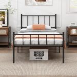 URKV Metal Bed Single Size Without Storage | Wrought Iron Single Cot Bed for Bedroom with Headboard and Footboard | Matte Finish Black - Image 7