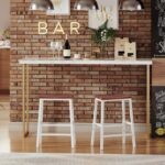 URKV Set of 2 Wooden Bar Stools – Industrial Counter Height Chairs with Metal Frame for Kitchen Island, Dining, Home Bar, Pub & Café - Image 4