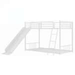 Metal Bunk Bed for KidsTwin Over Twin with Slide – Heavy Duty Steel Frame, Guardrails & Ladder | - Image 2