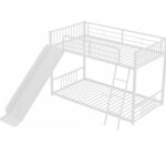 Metal Bunk Bed for KidsTwin Over Twin with Slide – Heavy Duty Steel Frame, Guardrails & Ladder | - Image 3