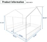 Twin Floor Bed House Frame for Kids | Two-Person Metal Play Bed with Slatted Rails | - Image 7