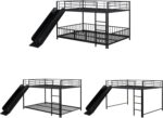 Metal Bunk Bed Frame for Kids | Twin Over Twin Metal Bunk Bed with Slide for Bedroom Living Room Home (Black) - Image 3