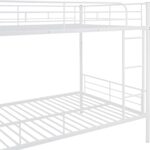 Black Metal Bunk Bed Twin Over Full Size with Wood Accent Panels | Heavy-Duty Frame, Ladder & Safety Guard Rail for Kids, Teens - Image 2