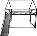 Metal Kids Bunk Bed with Slide & Ladder – House Shaped Twin Over Twin Bed Frame for Boys & Girls | - Image 6