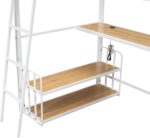 Metal Twin Size Loft Bed with Desk and Storage Shelves, Heavy Duty Loft Bed Frame with Safety Guardrail for Kids Boys Girls | - Image 3