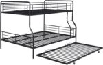 Twin Over Full Metal Bunk Bed with Pull-Out Trundle – Heavy Duty Steel Frame, Safety Guardrails & Ladder | - Image 3