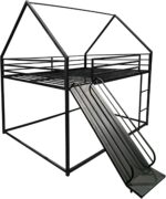 Metal Kids Bunk Bed with Slide & Ladder – House Shaped Twin Over Twin Bed Frame for Boys & Girls | - Image 4