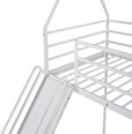 Twin Over Twin Metal Bunk Bed for Adults | Bunk Bed with Slide | Modern Over Bed Frame with Ladder for Kids Bedroom (White) - Image 2