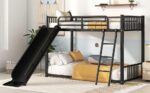 Kids Metal Bunk Bed Twin Over Twin with Slide – Heavy Duty Steel Frame, Guardrails & Ladder | - Image 2