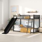 Kids Metal Bunk Bed Twin Over Twin with Slide – Heavy Duty Steel Frame, Guardrails & Ladder | - Image 8