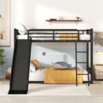 Kids Metal Bunk Bed Twin Over Twin with Slide – Heavy Duty Steel Frame, Guardrails & Ladder | - Image 4