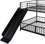 Metal Bunk Bed Frame for Kids | Twin Over Twin Metal Bunk Bed with Slide for Bedroom Living Room Home (Black) - Image 2