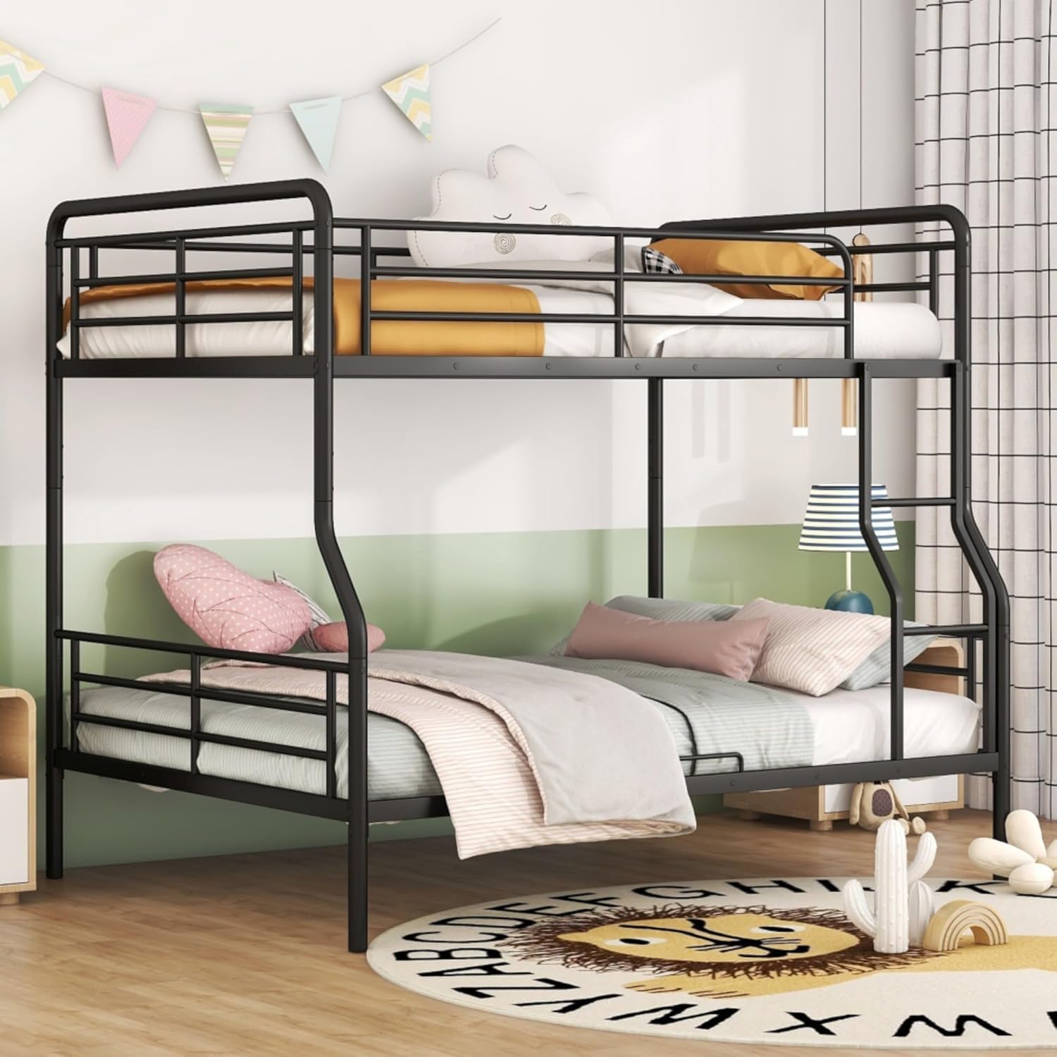 71mBh47U+eL._SL1500_ Metal Twin Over Full Bunk Bed for Kids – Heavy Duty Metal Frame with Safety Guardrails & Ladder | - Image 1