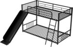 Kids Metal Bunk Bed Twin Over Twin with Slide – Heavy Duty Steel Frame, Guardrails & Ladder | - Image 6